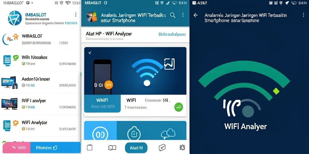 Tampilan antarmuka pengguna aplikasi WiFi Analyzer IMBASLOT yang menarik dan informatif.