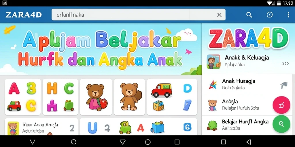 Tampilan antarmuka ZARA4D dengan fitur edukatif yang menarik untuk anak-anak.