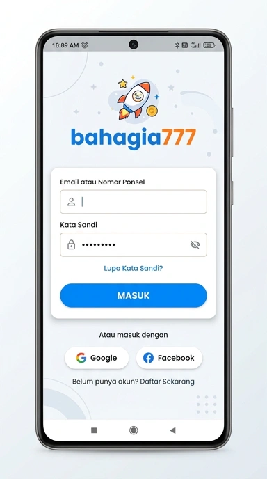 Tampilan halaman login bahagia777